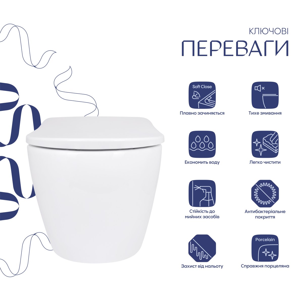 Підвісний унітаз Qtap Robin ML Ultra Quiet безободковий (QTROBML26W49621) з сидінням Soft Close