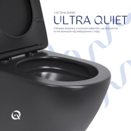 Підвісний унітаз Qtap Robin New чорний Ultra Quiet безободковий (QT13332381АSMB) з сидінням Soft Close