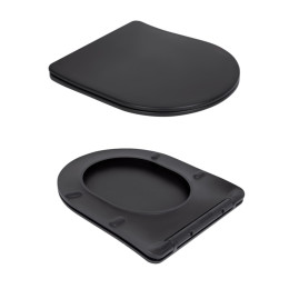 Підвісний унітаз Qtap Robin New чорний Ultra Quiet безободковий (QT13332381АSMB) з сидінням Soft Close