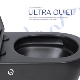 Підвісний унітаз Qtap Scorpio чорний Ultra Quiet безободковий (QT14332380AMB) з сидінням Soft Close