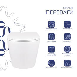 Підвісний унітаз Qtap Swan Rimless безободковий (QT16335178W) з сидінням Soft Close