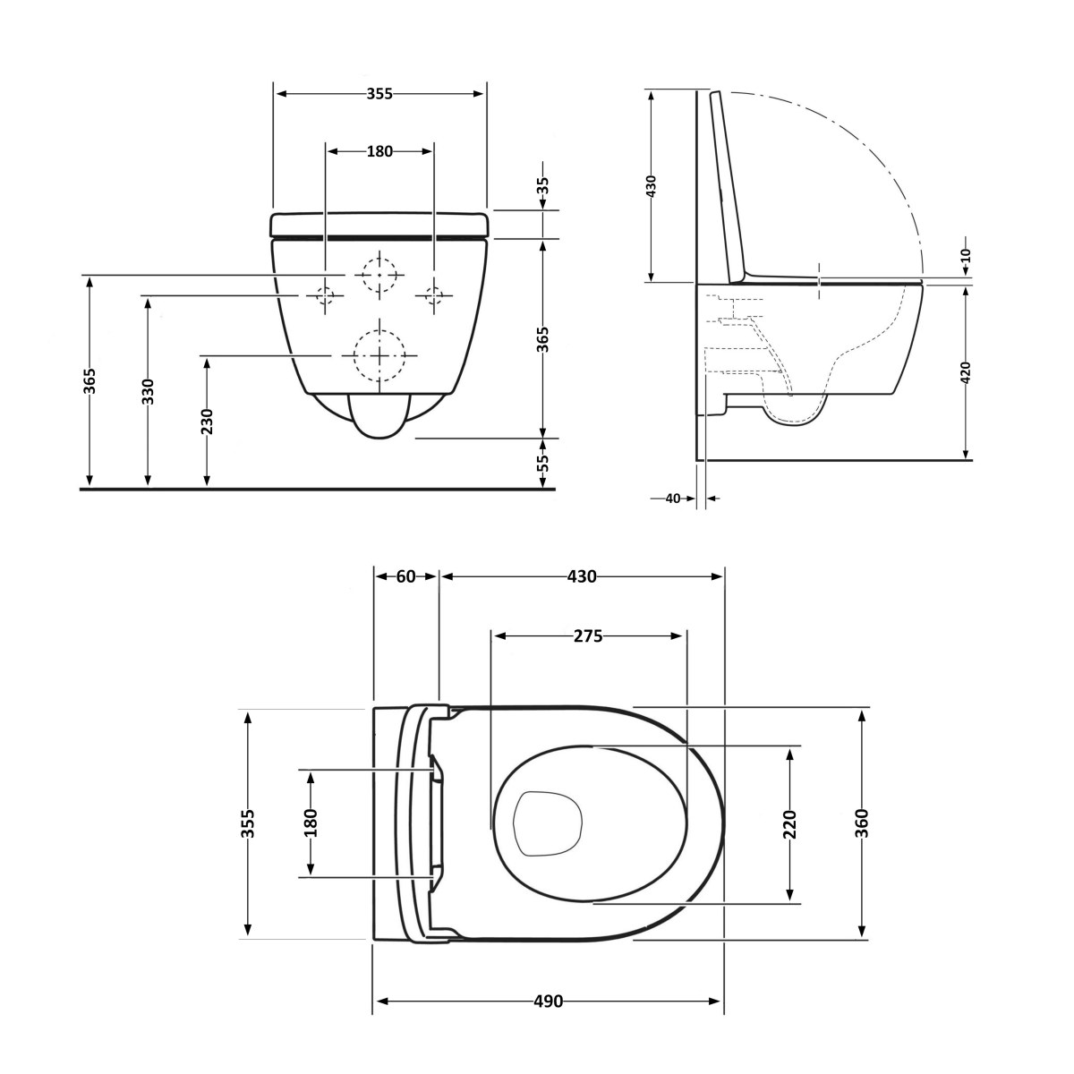 Підвісний унітаз Qtap Taurus чорний Ultra Quiet безободковий (QT2433084EUQMB) з сидінням Soft Close