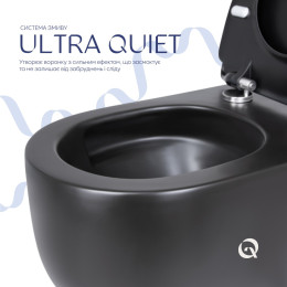 Підвісний унітаз Qtap Taurus чорний Ultra Quiet безободковий (QT2433084EUQMB) з сидінням Soft Close
