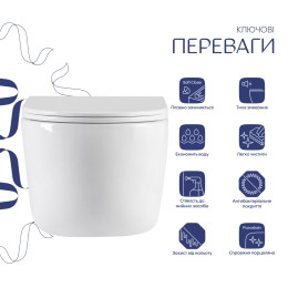 Підвісний унітаз Qtap Taurus Ultra Quiet безободковий (QTTAU26W49116) з сидінням Soft Close