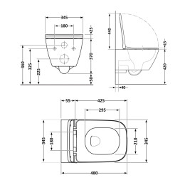 Підвісний унітаз Qtap Tern Ultra Quiet безободковий (QT17332303ASW) з сидінням Soft Close