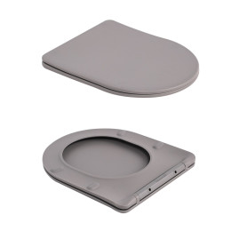 Підвісний унітаз Qtap Robin сірий (Stone Grey) Ultra Quiet безободковий (QT13332381АSSG) з сидінням Soft Close