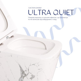 Підвісний унітаз Qtap Tern мармур Ultra Quiet безободковий (QT17332303ASMR) з сидінням Soft Close