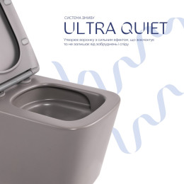 Підвісний унітаз Qtap Tern кам’яно-сірий Ultra Quiet безободковий (QT17332303ASSG) з сидінням Soft Close