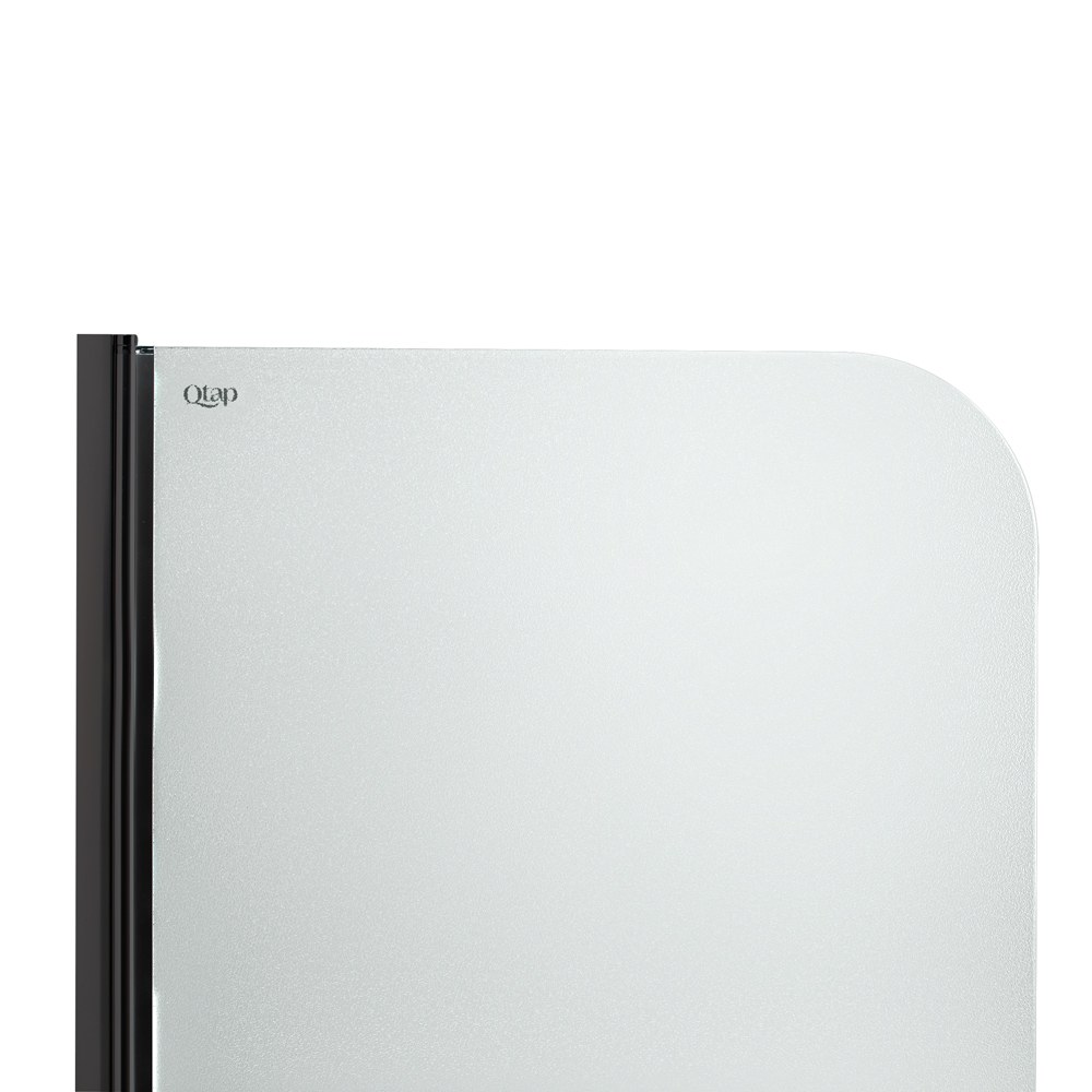 Шторка для ванны Qtap Standard (STDBLM407513APL) стеклянная 75х140 см матовая, левая, профиль чёрный