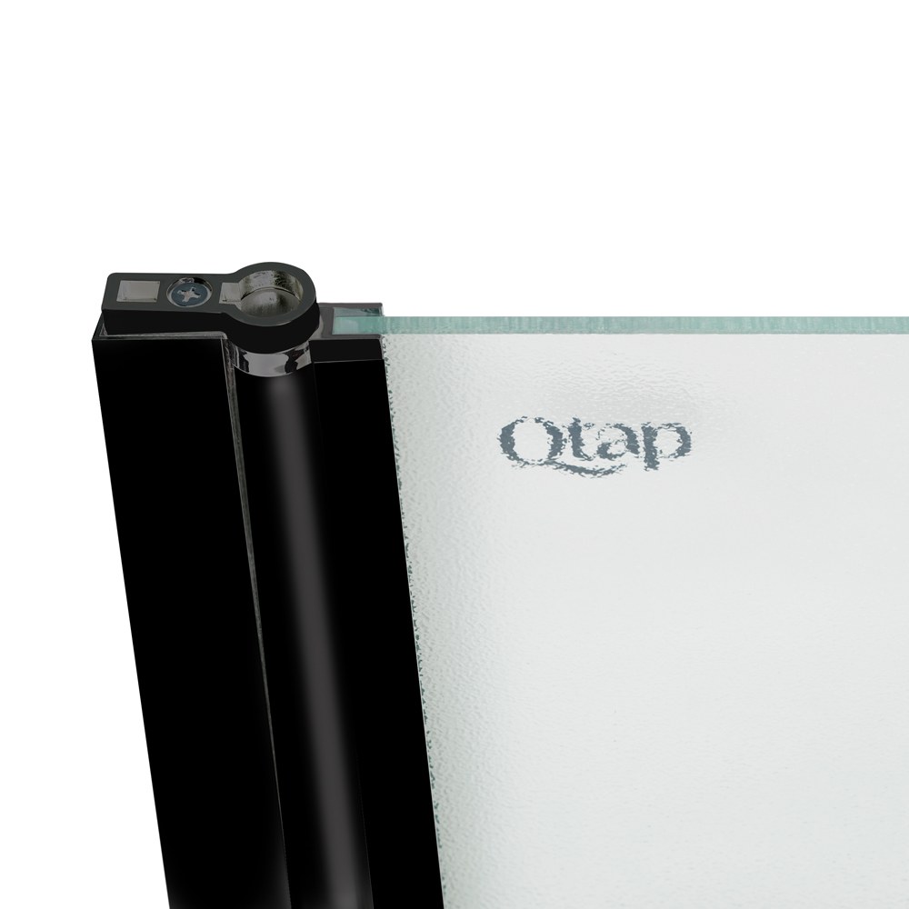 Шторка для ванны Qtap Standard (STDBLM407513APL) стеклянная 75х140 см матовая, левая, профиль чёрный