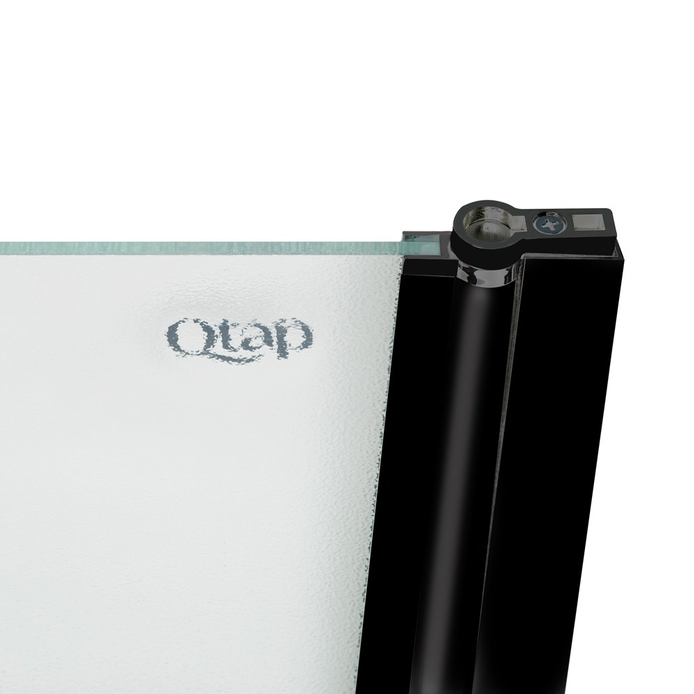 Шторка для ванны Qtap Standard (STDBLM407513APR) стеклянная 75х140 см матовая, правая, профиль чёрный
