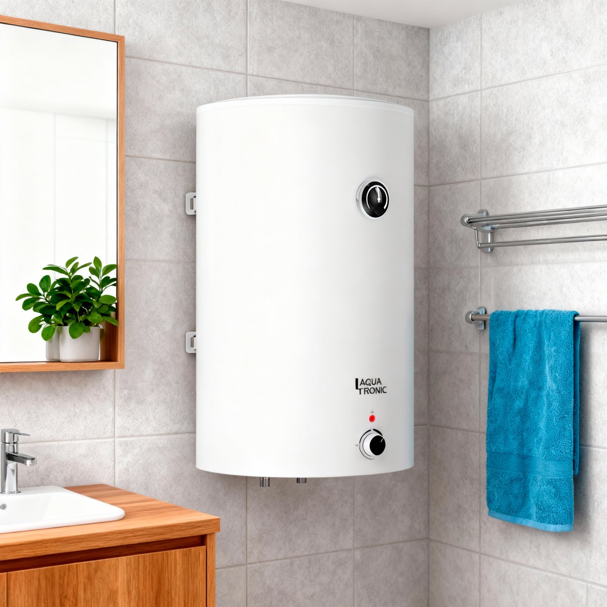 Бойлер Aquatronic Round W804615 B4 80 л с мокрым ТЭНом 1,5 кВт, электрический, белый