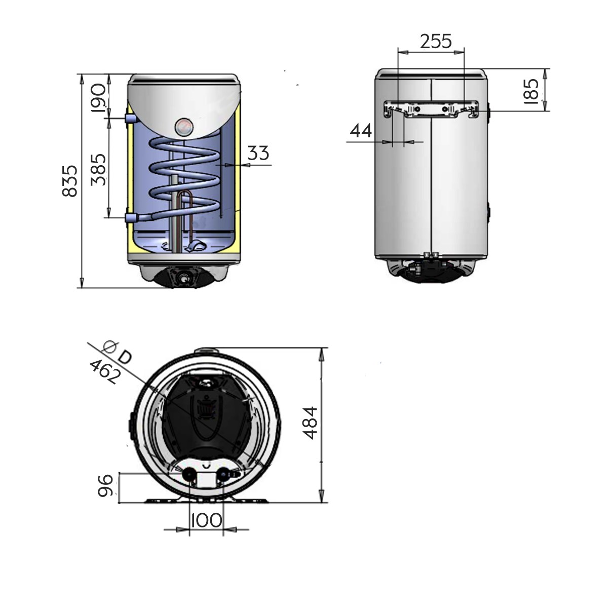 Бойлер Thermo Alliance CWH 8044 4S L комбинированный 80 л с мокрым ТЭНом 2,0 кВт, вертикальный, левый