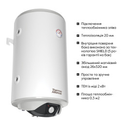 Бойлер Thermo Alliance CWH 8044 4S L комбинированный 80 л с мокрым ТЭНом 2,0 кВт, вертикальный, левый