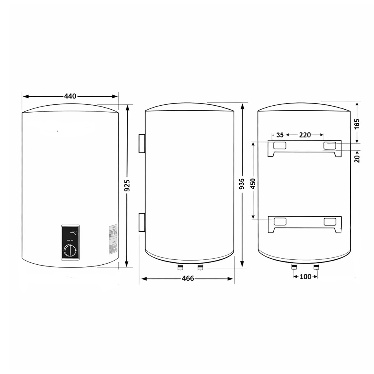Бойлер Thermo Alliance D100V20J3(D)KВ 100 л с сухим ТЭНом 2,0 кВт, электрический, чёрный
