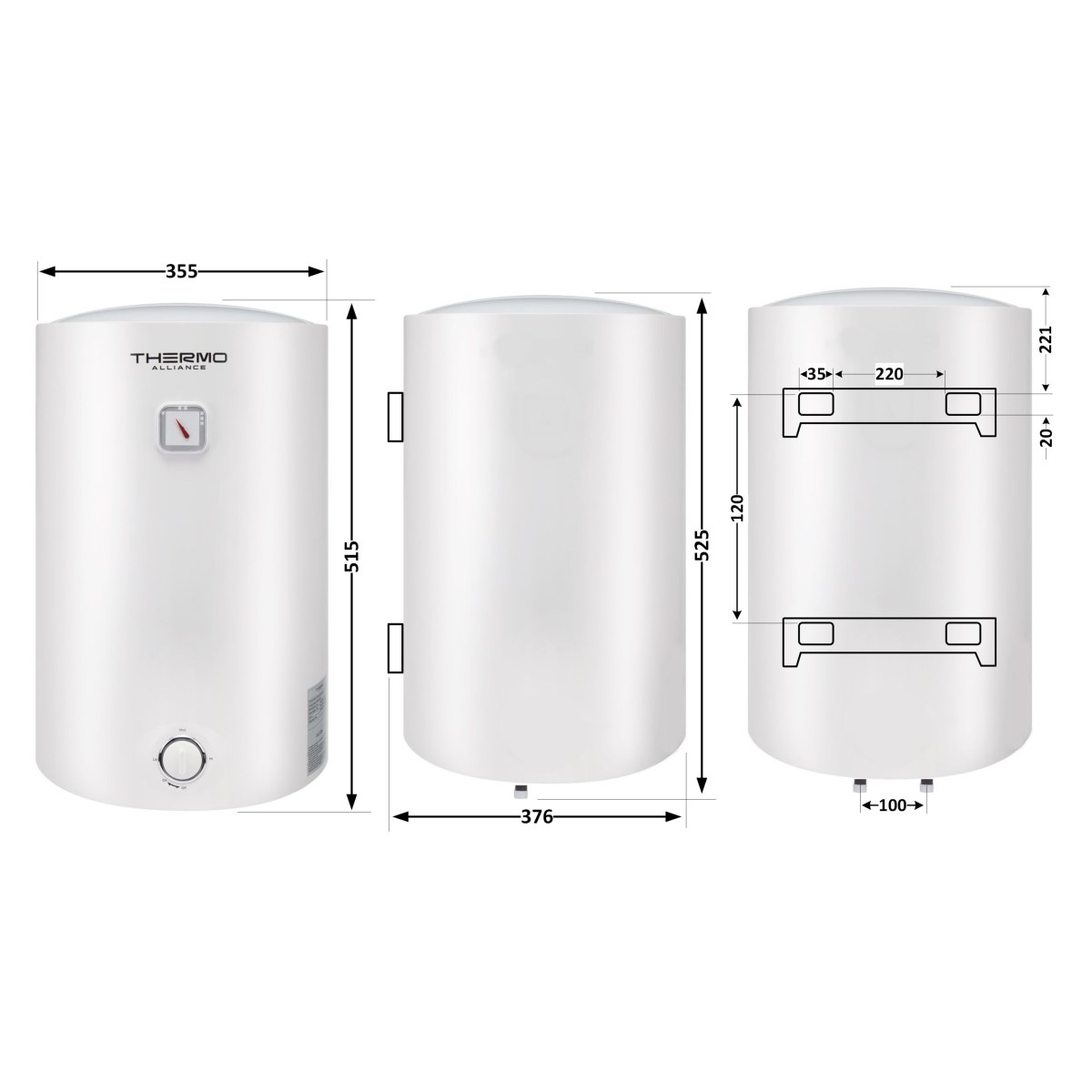Бойлер Thermo Alliance D30VH15Q1 30 л с мокрым ТЭНом 1,5 кВт, электрический, белый