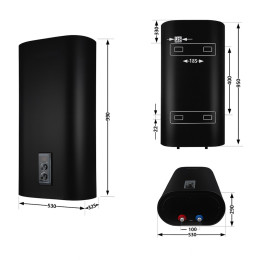 Бойлер Thermo Alliance DT80V20GPDD2B плоский 80 л с сухим ТЭНом 2,0 кВт, вертикальный, чёрный