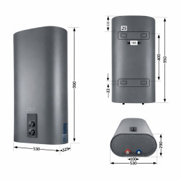 Бойлер Thermo Alliance DT80V20GPDD2G плоский 80 л с сухим ТЭНом 2,0 кВт, вертикальный, серый