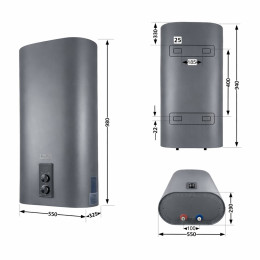 Бойлер Thermo Alliance DT80V20G(PD)/2G плоский 80 л с мокрым ТЭНом 2,0 кВт, вертикальный, серый
