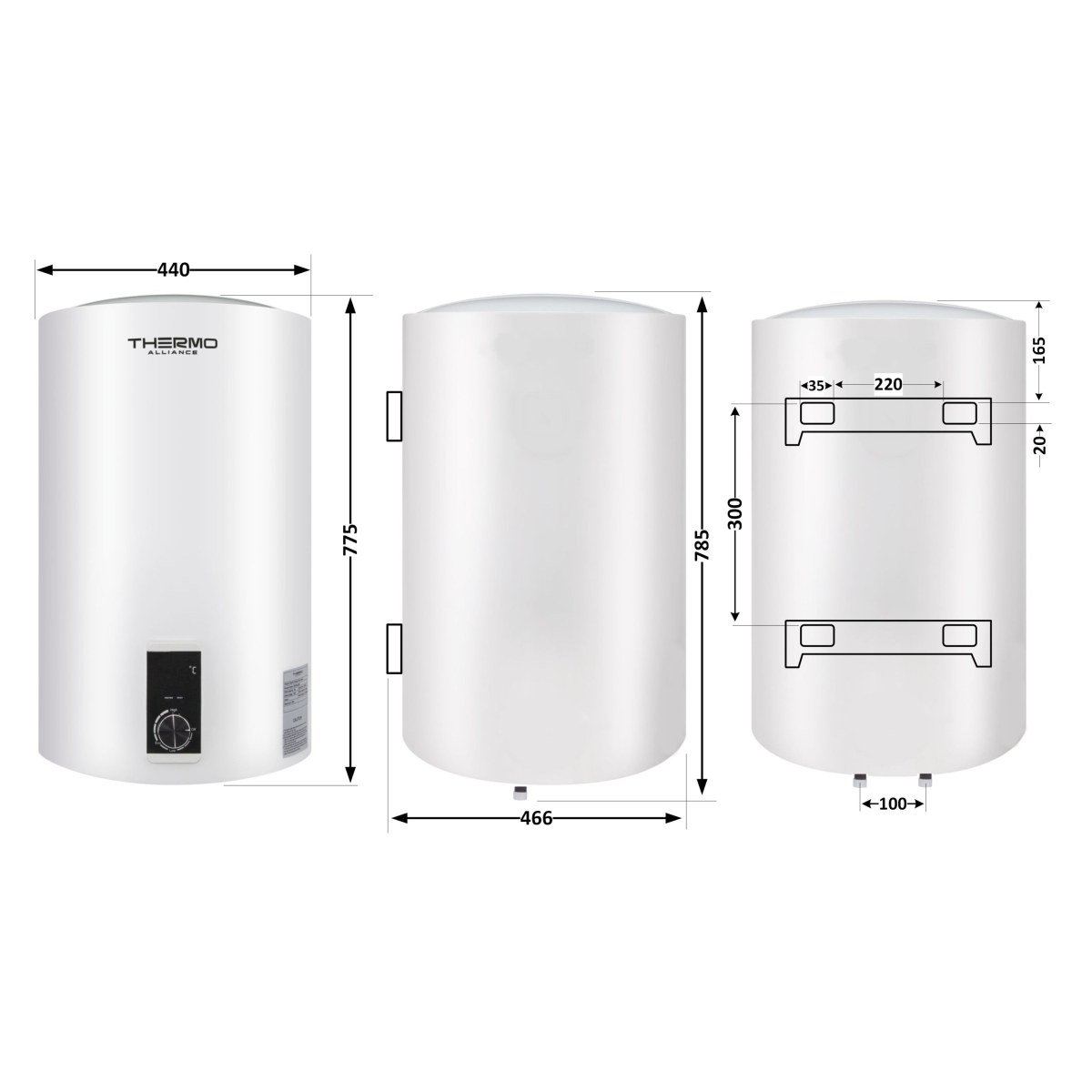 Бойлер Thermo Alliance D80V20J3DK 80 л с сухим ТЭНом 2,0 кВт, электрический, белый