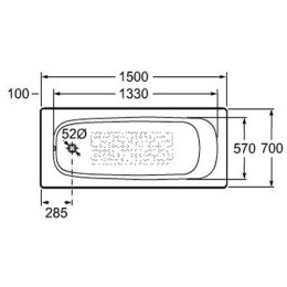 Ванна чугунная Roca Continental 150x70 см прямоугольная белая