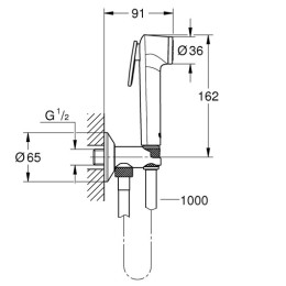 Набор для биде Grohe Tempesta-F Trigger Spray 30 лейка для биде со шлангом, держателем и встроенным вентилем хром