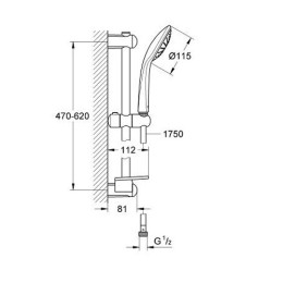 Душова стійка Grohe Euphoria 110 Mono — душова штанга з лійкою, шлангом і поличкою