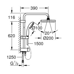Душевая система Grohe New Tempesta 200 (27389002) с тропическим, ручным душем без смесителя