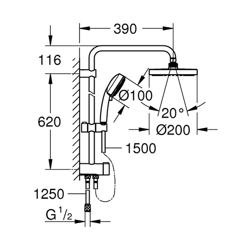 Душевая система Grohe New Tempesta 200 (27394002) с тропическим, ручным душем без смесителя