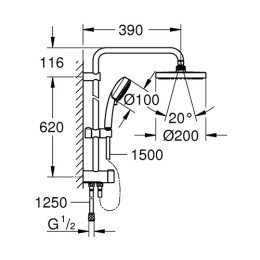 Душевая система Grohe New Tempesta 200 (27394002) с тропическим, ручным душем без смесителя