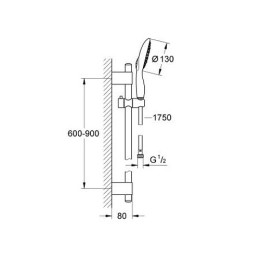 Душевая стойка Grohe Power&Soul 130 душевая штанга с лейкой и шлангом