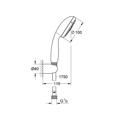 Душевой набор Grohe New Tempesta 100 душевая лейка со шлангом и держателем хром