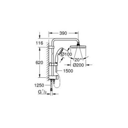 Душевая система Grohe New Tempesta Rustic System 200 с тропическим и ручным душем без смесителя, наружный монтаж