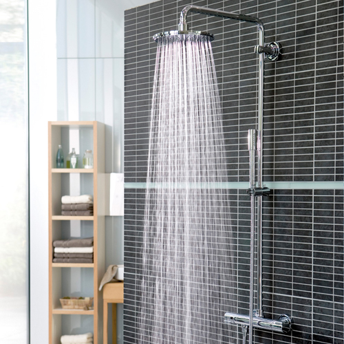 Душевая система Grohe Rainshower System 310 с тропическим, ручным душем и термостатом для душа, наружный монтаж