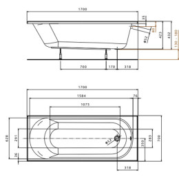 Ванна Коло Опал плюс (Kolo Opal Plus) акриловая 170x70 прямоугольная