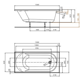 Ванна Коло Опал плюс (Kolo Opal Plus) акриловая 150x70 прямоугольная