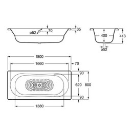 Ванна стальная Roca Duo Plus 180x80 см прямоугольная белая