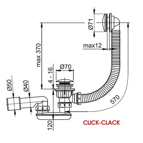 Сифон для ванны Ravak (X01377) автомат (Click Clack) хромированный
