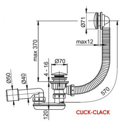Сифон для ванны Ravak (X01377) автомат (Click Clack) хромированный