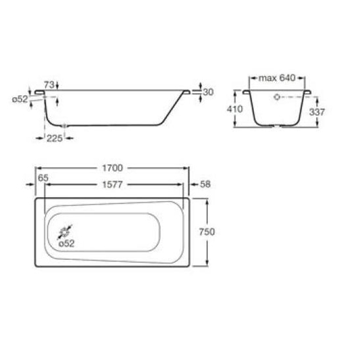 Ванна стальная Roca Body Plus 170x75 см прямоугольная белая