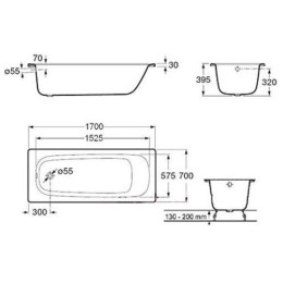 Ванна стальная Roca Contesa Plus 170x70 см прямоугольная белая