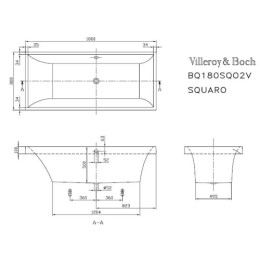 Ванна квариловая Villeroy&Boch Squaro 180х80