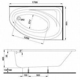 Ванна Коло Спринг (Kolo Spring) акриловая 170х100 правосторонняя
