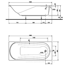Ванна Коло Комфорт (Kolo Comfort) акриловая 180x80 прямоугольная
