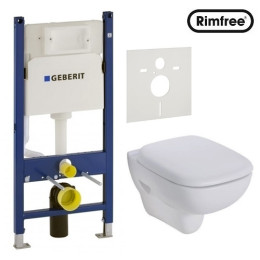 Инсталляция Geberit и унитаз Kolo Style Rimfree (без ободка) подвесной с крышкой (Soft Close) в комплекте