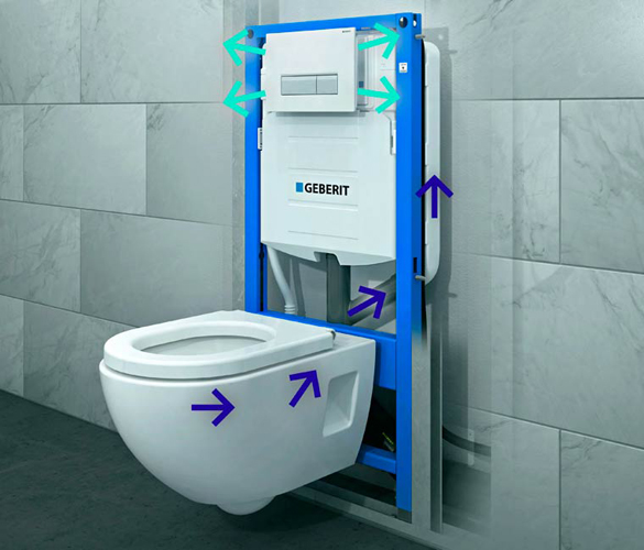 Инсталляция Geberit Duofix комплект 4 в 1 для подвесного унитаза с кнопкой смыва Delta хром