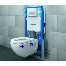 Инсталляция Geberit Duofix комплект 4 в 1 для подвесного унитаза с кнопкой смыва Delta хром