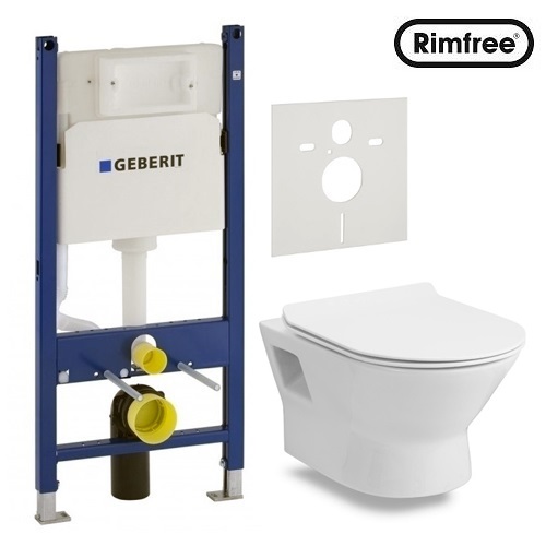 Инсталляция Geberit и унитаз Volle Fiesta Rim (без ободка) подвесной с крышкой (Soft Close) в комплекте