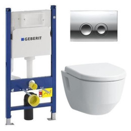 Инсталляция Geberit Duofix (458.121.21.1) с подвесным унитазом Laufen Pro Rimless (без ободка) с крышкой (Soft Close) в комплекте
