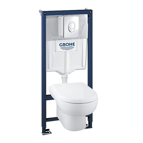 Инсталляция Grohe с унитазом комплект Solido Perfect 4 в 1 с сиденьем и крышкой (микролифт)